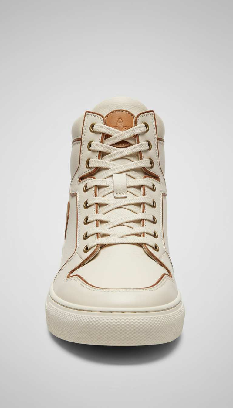 High-Top Sneaker aus Elfenbeinleder