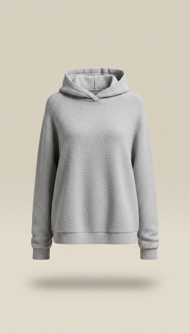 Platinfarbener Strickhoodie mit Soft-Touch