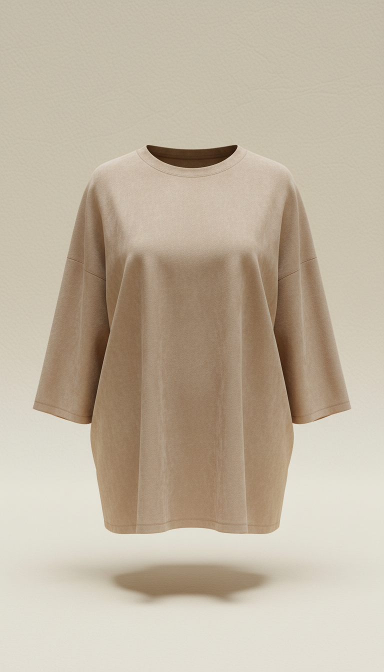 Oversized Tee aus Champagner-Wildleder